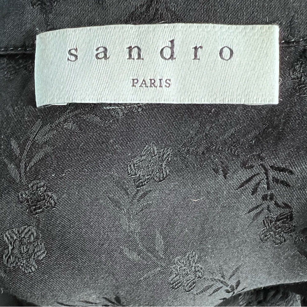 Sandro Black Floral Patterned Satin Top - Picture 7 of 9